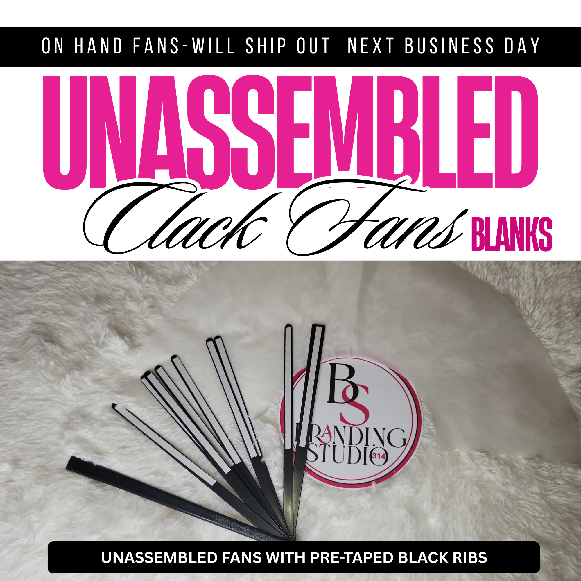 Sublimination Ready - 13in Clack Fan Blanks - Pre-Taped Handles - BrandingStudio314