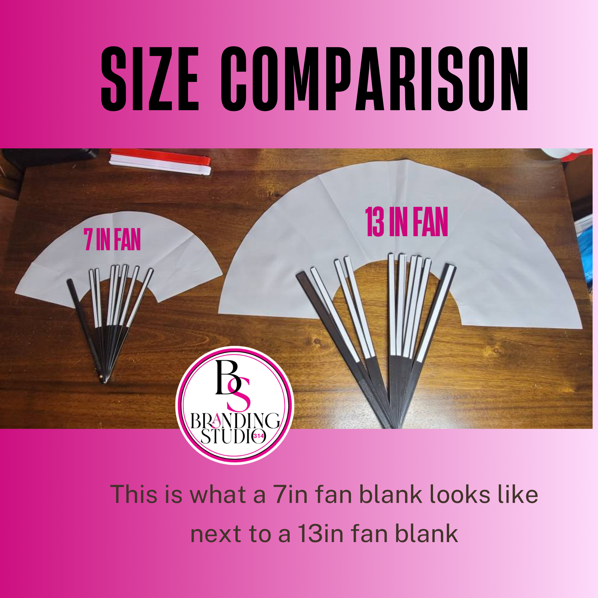 BULK - 7IN UNASSEMBLED KID SIZE FAN BLANKS + WHITE FABRIC + Pre-Taped Handles (Copy) - BrandingStudio314
