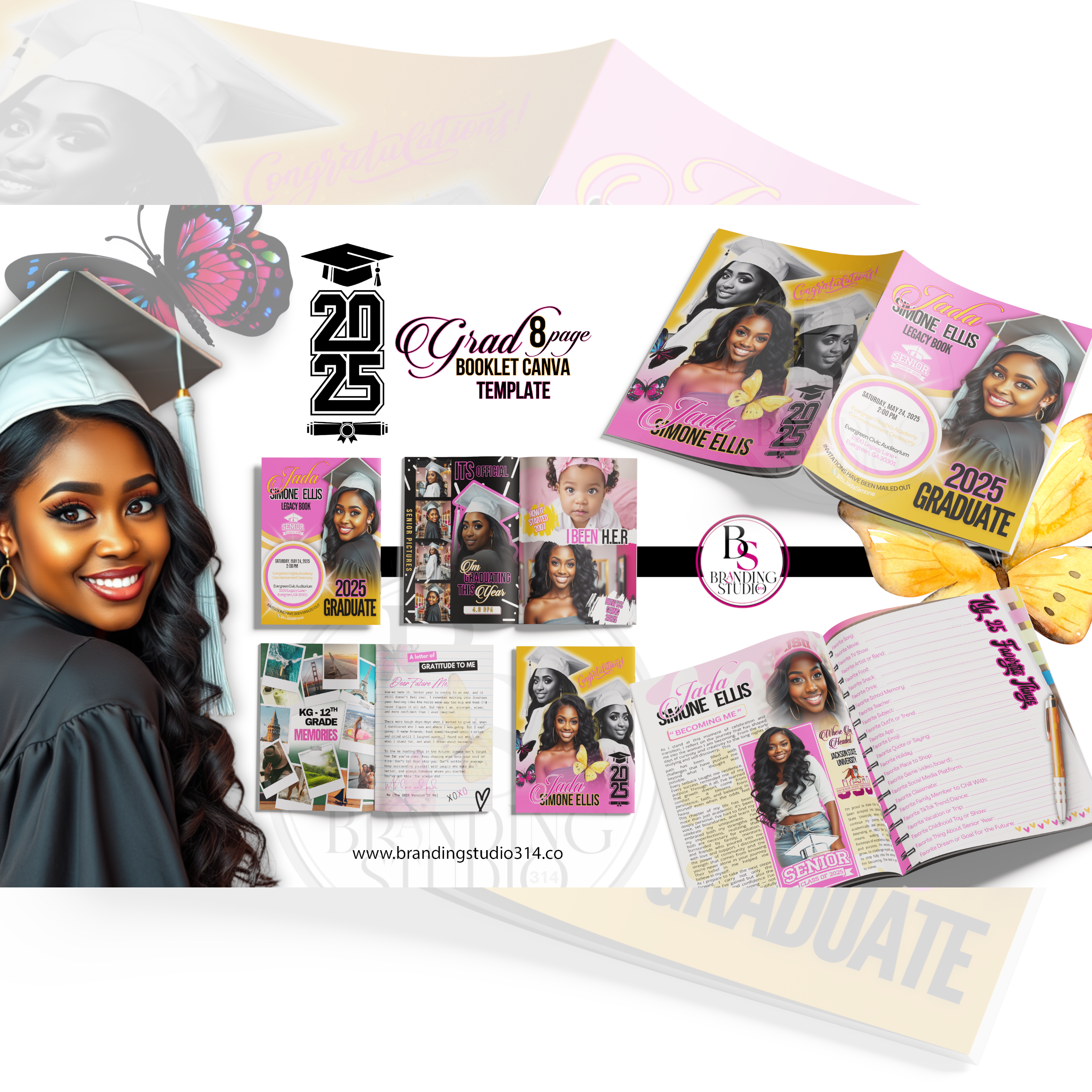 2025 Grad 8 PAGE Book CANVA TEMPLATE - BrandingStudio314