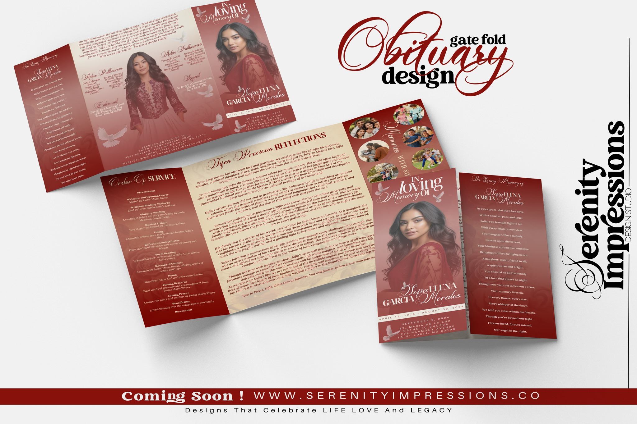 Gatefold Obituary (Design & Print) - Serenity Impressions Design Studio LLC