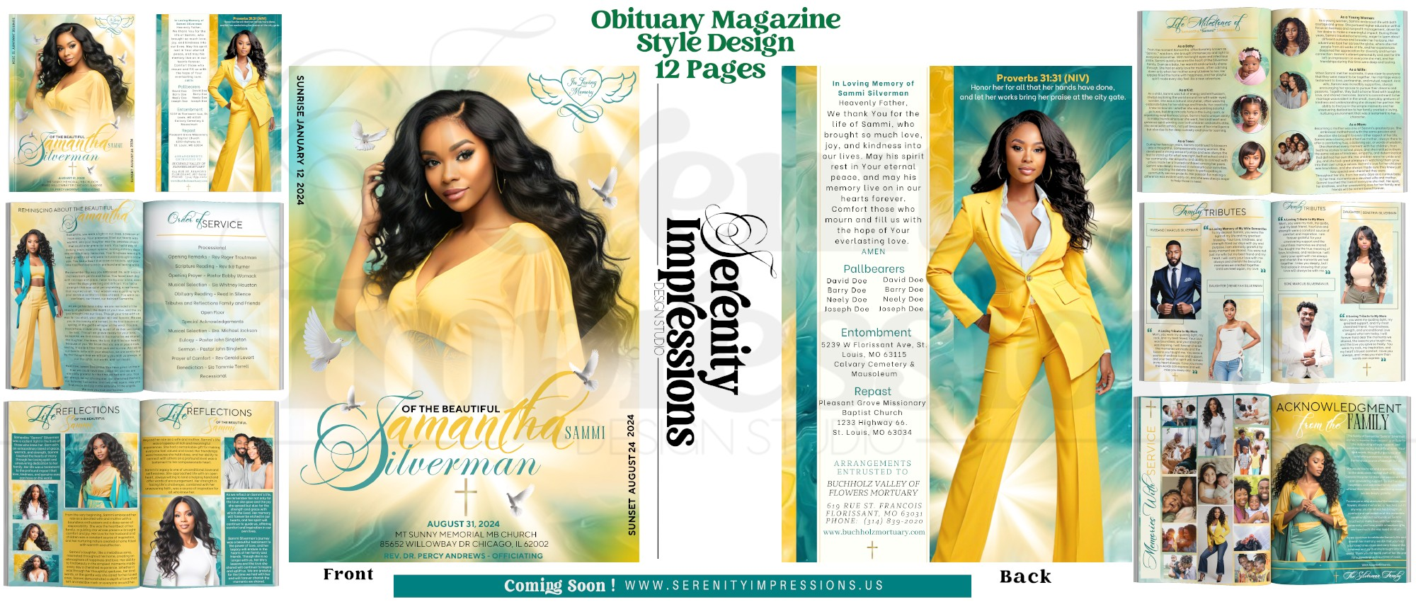 Magazine Style Obituary (Design & Print) - Serenity Impressions Design Studio LLC