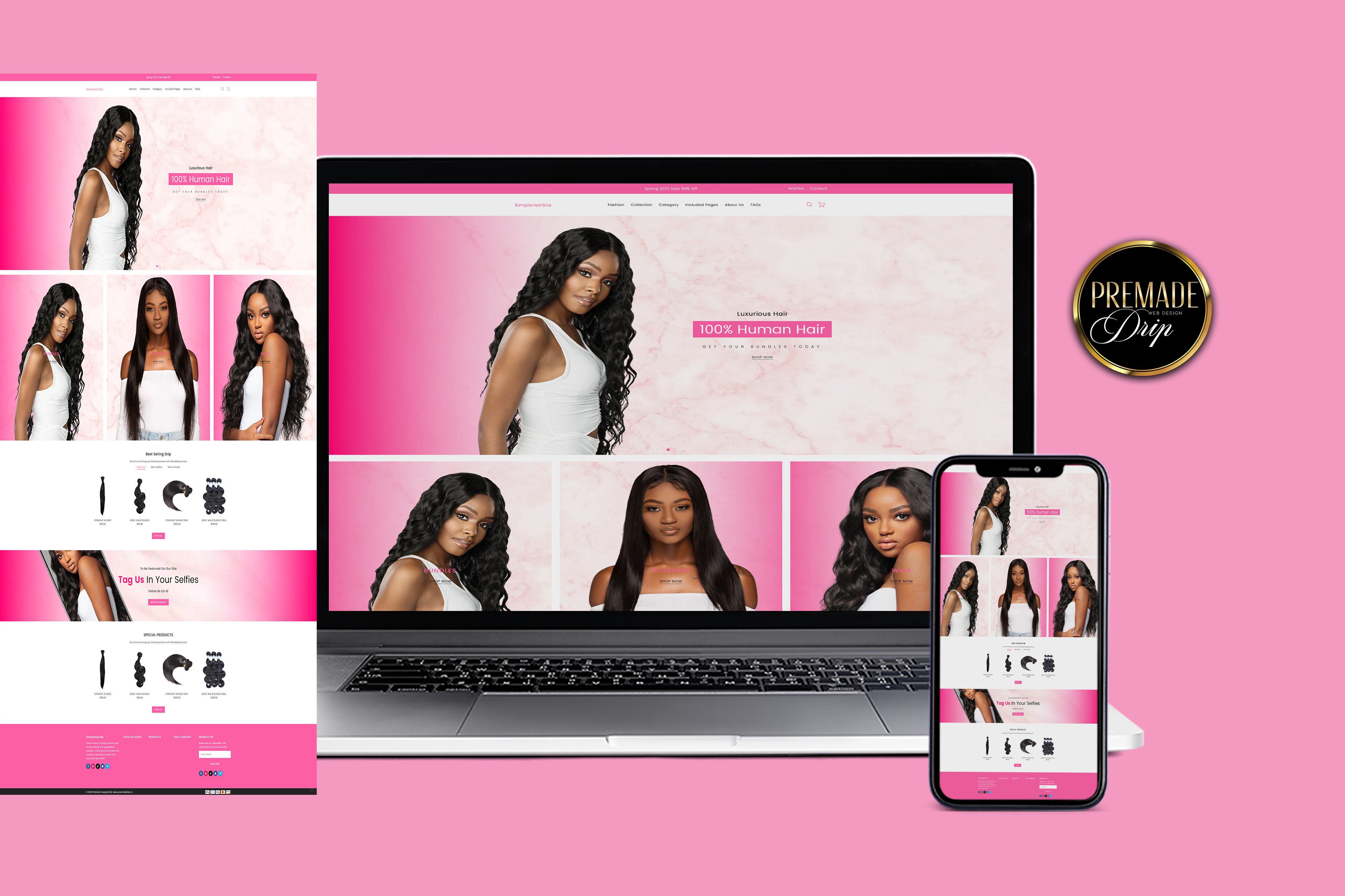 Simple Hair Premade Website Design + Theme Installation - BrandingStudio314