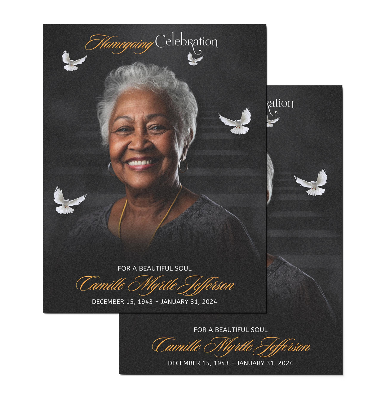 DIY  Funeral Programs, 4 page  Female Obituary Design