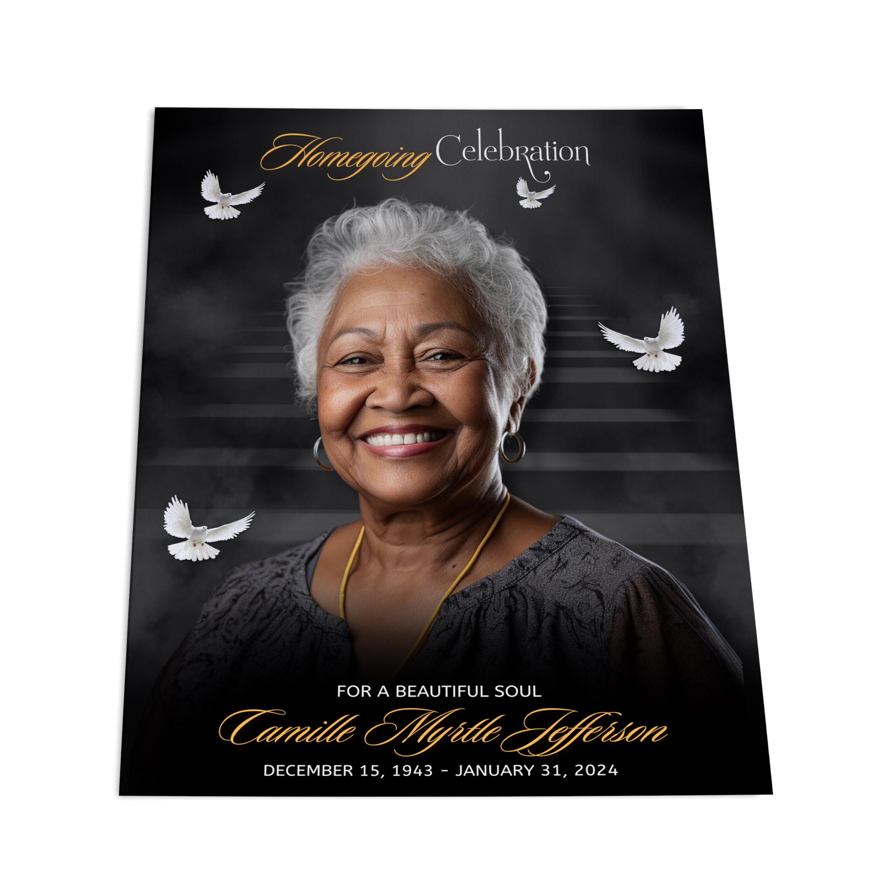 DIY  Funeral Programs, 4 page  Female Obituary Design